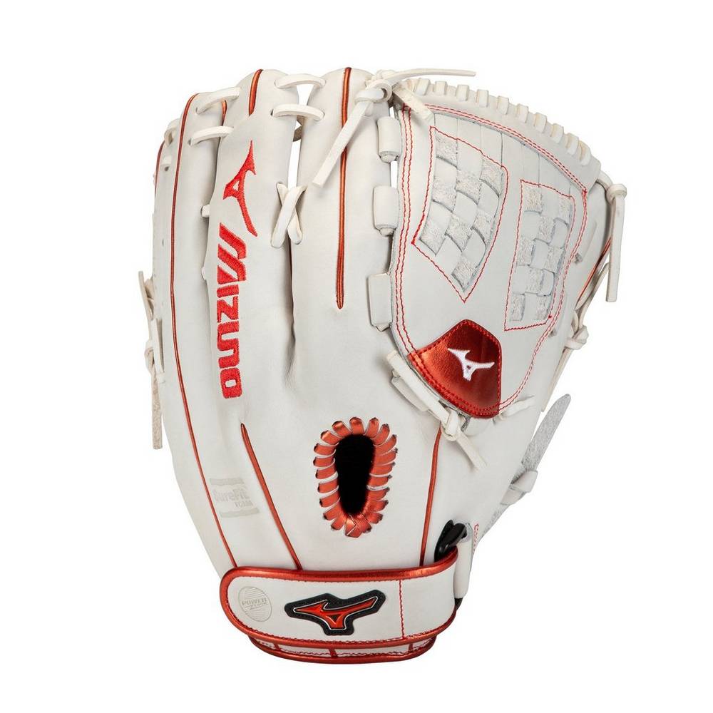 Womens Mizuno MVP Prime SE Fastpitch 12.5" Softball Gloves White/Red Philippines (WDGHMB469)